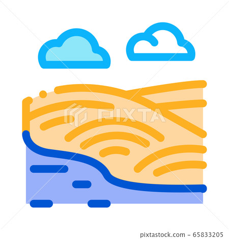 river landscape with hills icon vector outline illustration 65833205