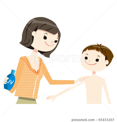 Parent and child tan swimsuit 02 upper body 65833207