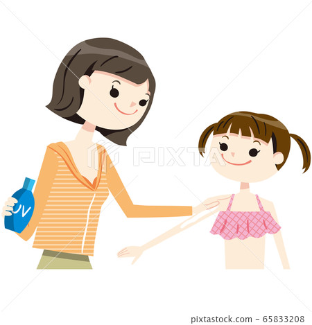 Parent and child tan swimsuit 01 upper body 65833208