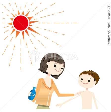 Parent and child tan swimsuit 02 sun upper body 65833210