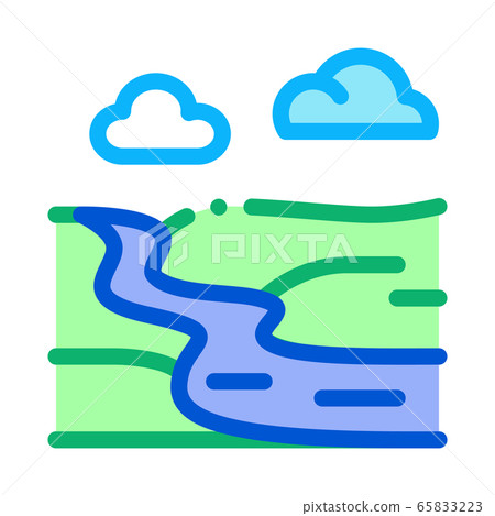 river landscape in countryside icon vector outline illustration 65833223