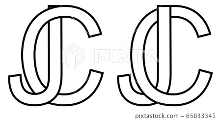 Logo sign jc cj icon sign two interlaced letters J, C vector logo jc, cj first capital letters Logo sign jc cj icon sign two interlaced letters J, C vector logo jc, cj first capital letters 65833341