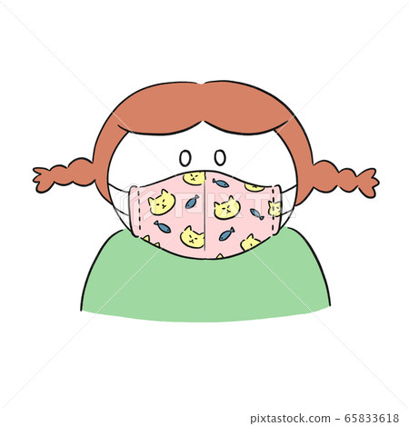 Girl wearing a cloth mask 65833618