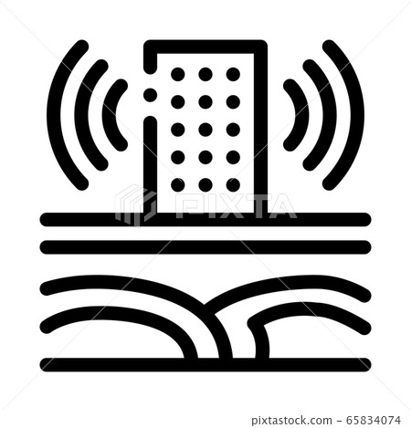 seismic wave high-rise building icon vector outline illustration 65834074