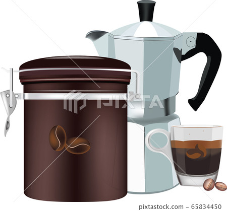 Coffee bar accessories with ripe berries 65834450