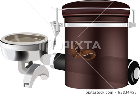 Coffee bar accessories with ripe berries 65834455