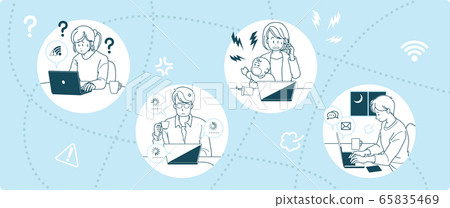 Telework trouble - Stock Illustration [65835469] - PIXTA