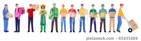 Flat design concept, Set of delivery man in various characters. Vector Flat design concept, Set of delivery man in various characters. Vector 65835889