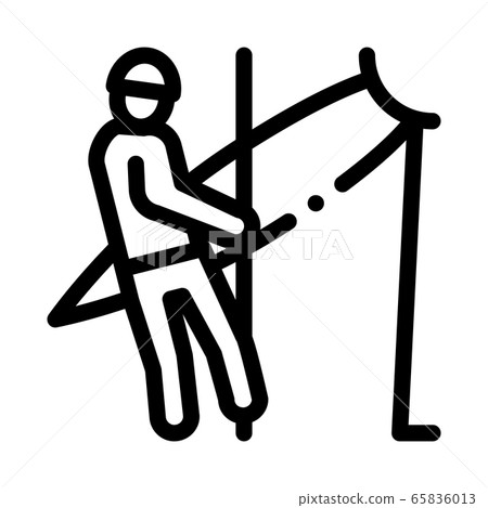 man worker with insurance icon vector outline illustration man worker with insurance icon vector outline illustration 65836013