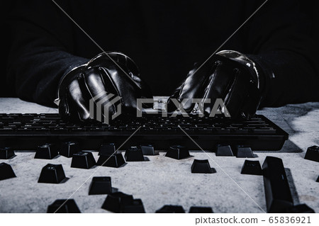 Cyber protection and security concept. Internet hacked computer server, database, network storage, firewall, social network account. 201 65836921