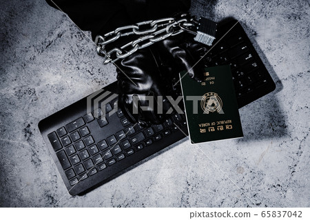 Cyber protection and security concept. Internet hacked computer server, database, network storage, firewall, social network account. 210 65837042