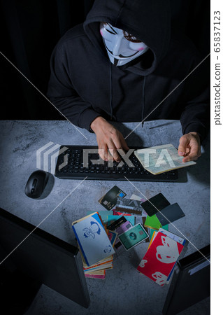 Cyber protection and security concept. Internet hacked computer server, database, network storage, firewall, social network account. 039 65837123