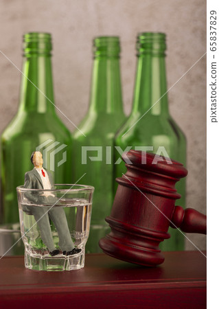 Close up of different glasses and bottles. drinking culture concept photo 102 65837829