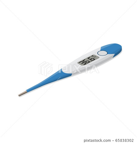 Digital medical thermometer. Editable numbers on display. Isometric 65838302