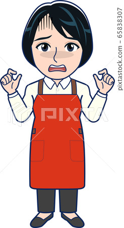 Housewife in red apron _ whole body Housewife in red apron _ whole body 65838307