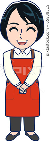 家庭主婦在紅色圍裙_全身 家庭主婦在紅色圍裙_全身 65838315