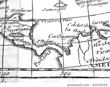 Antique World Map Central America 65838439