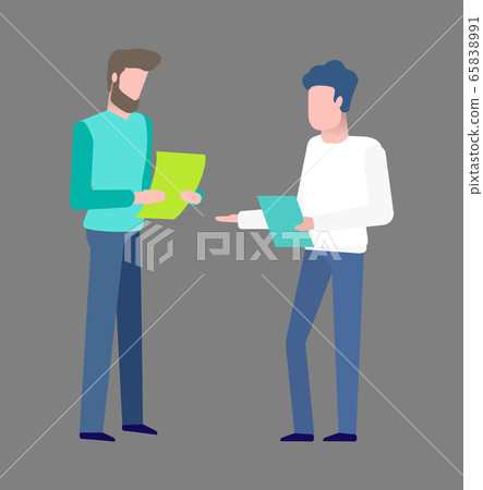 Partners of Business, Males with Documents Vector 65838991