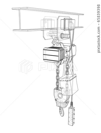 Winch or lifting machine concept outline. Vector 65839398