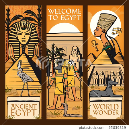 Ancient Egypt banners. Vector Great pyramids, gods Ancient Egypt banners. Vector Great pyramids, gods 65839819