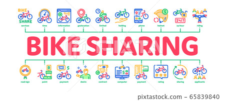 Bike Sharing Business Minimal Infographic Banner Vector 65839840