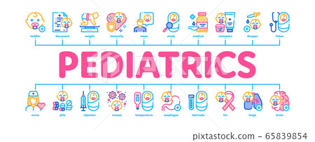 Pediatrics Medical Minimal Infographic Banner Vector 65839854