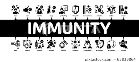 Immunity Human Biological Defense Minimal Infographic Banner Vector Immunity Human Biological Defense Minimal Infographic Banner Vector 65839864
