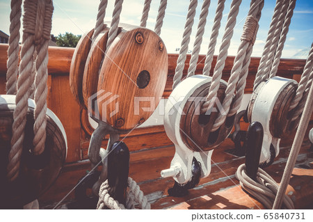 Old ship deck closeup detail 65840731