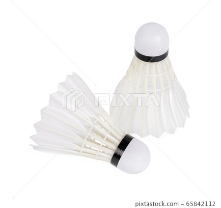 White shuttlecock or badminton ball isolated on white background White shuttlecock or badminton ball isolated on white background 65842112