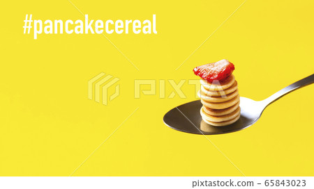 Cereal pancakes homemade creative meal. 65843023