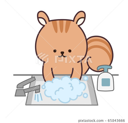 洗手松鼠圖 洗手松鼠圖 65843666