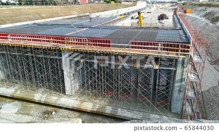 Highway construction site view. Civil engineering Highway construction site view. Civil engineering 65844030