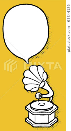 Gramophone and speech bubble simple line drawing 65844126