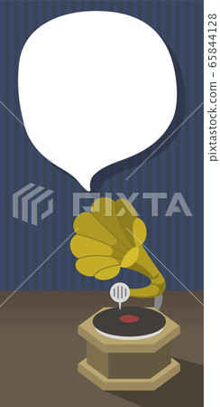 Gramophone and speech bubble simple line drawing Gramophone and speech bubble simple line drawing 65844128