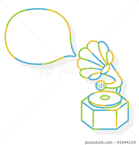 Gramophone and speech bubble colorful line drawing Gramophone and speech bubble colorful line drawing 65844129