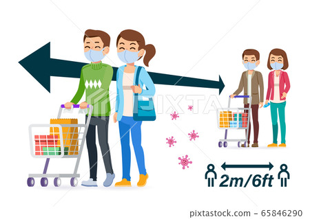 People prevent disease by wearing a medical mask to prevent epidemics while shopping in the mall. 65846290