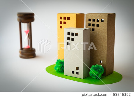 Real estate building high-rise apartment paper craft hourglass 65846392