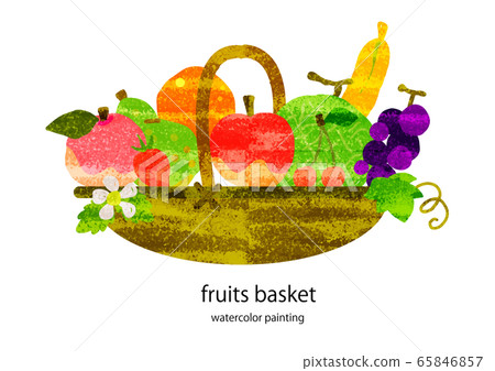 Fruit basket assorted watercolor texture 65846857