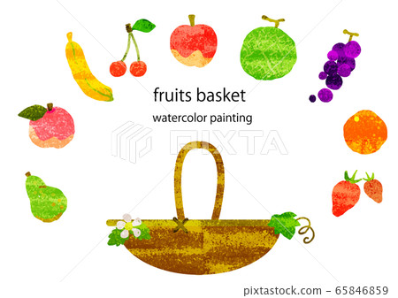 Fruit basket rose watercolor texture 65846859