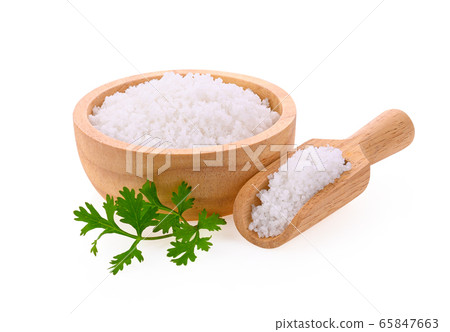 Sea salt on white background 65847663