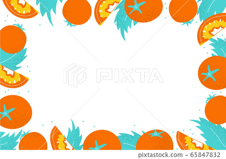 Template banner with tomato and leaf frame 65847832