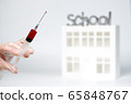 doctor  hand in a glove holds a syringe with 65848767