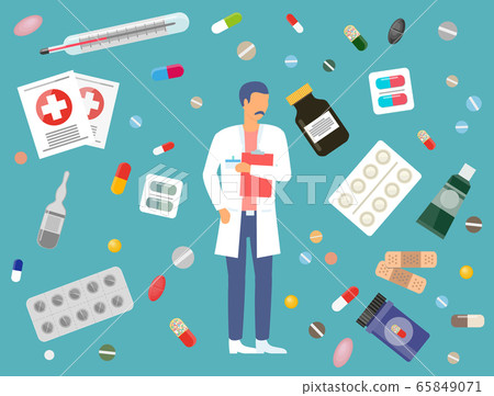 Medicine, pharmacy, hospital set of medicines in various forms. Medication, pharmaceutics concept 65849071