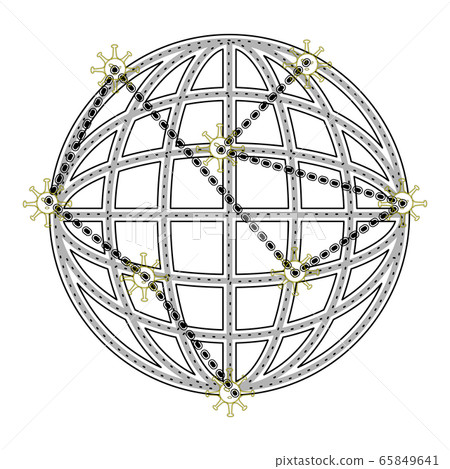 Virus icons over the world 65849641