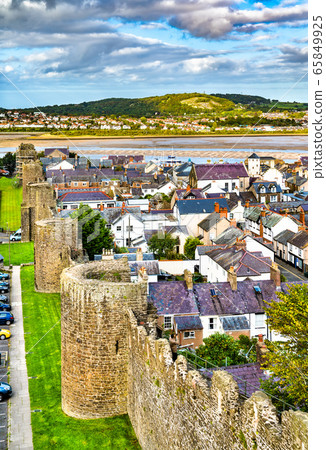 Conwy town walls in Wales, UK 65849925