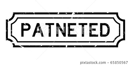 Grunge black patented word rubber business seal stamp on white background 65850567