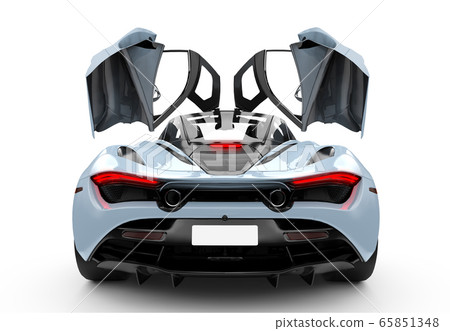 Blue modern sport car with oper doors 65851348