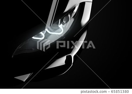 Close up on headlight of a generic and brandless Close up on headlight of a generic and brandless 65851380
