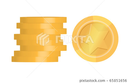 Pile of golden coins isolated on white. Vector illustration 65851656