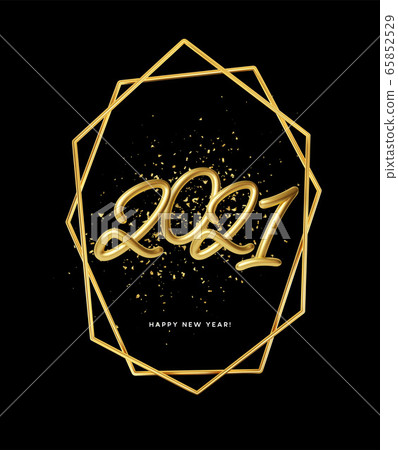 2021 realistic golden metallic inscription on a black background with gold glitter sparkles. Vector illustration 2021 realistic golden metallic inscription on a black background with gold glitter sparkles. Vector illustration 65852529